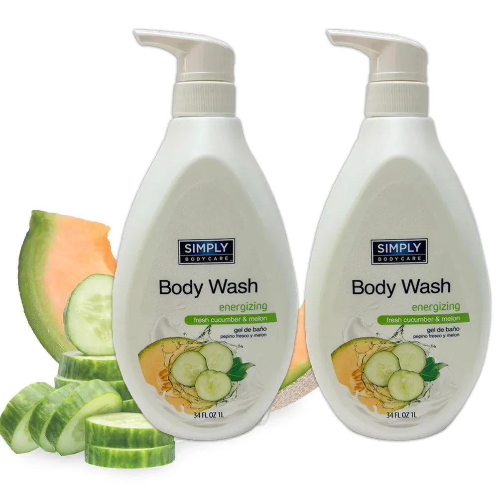 2 Moisturizing Body Wash Shower Gel Fresh Cucumber Melon Soap Skin Cleanser 34oz