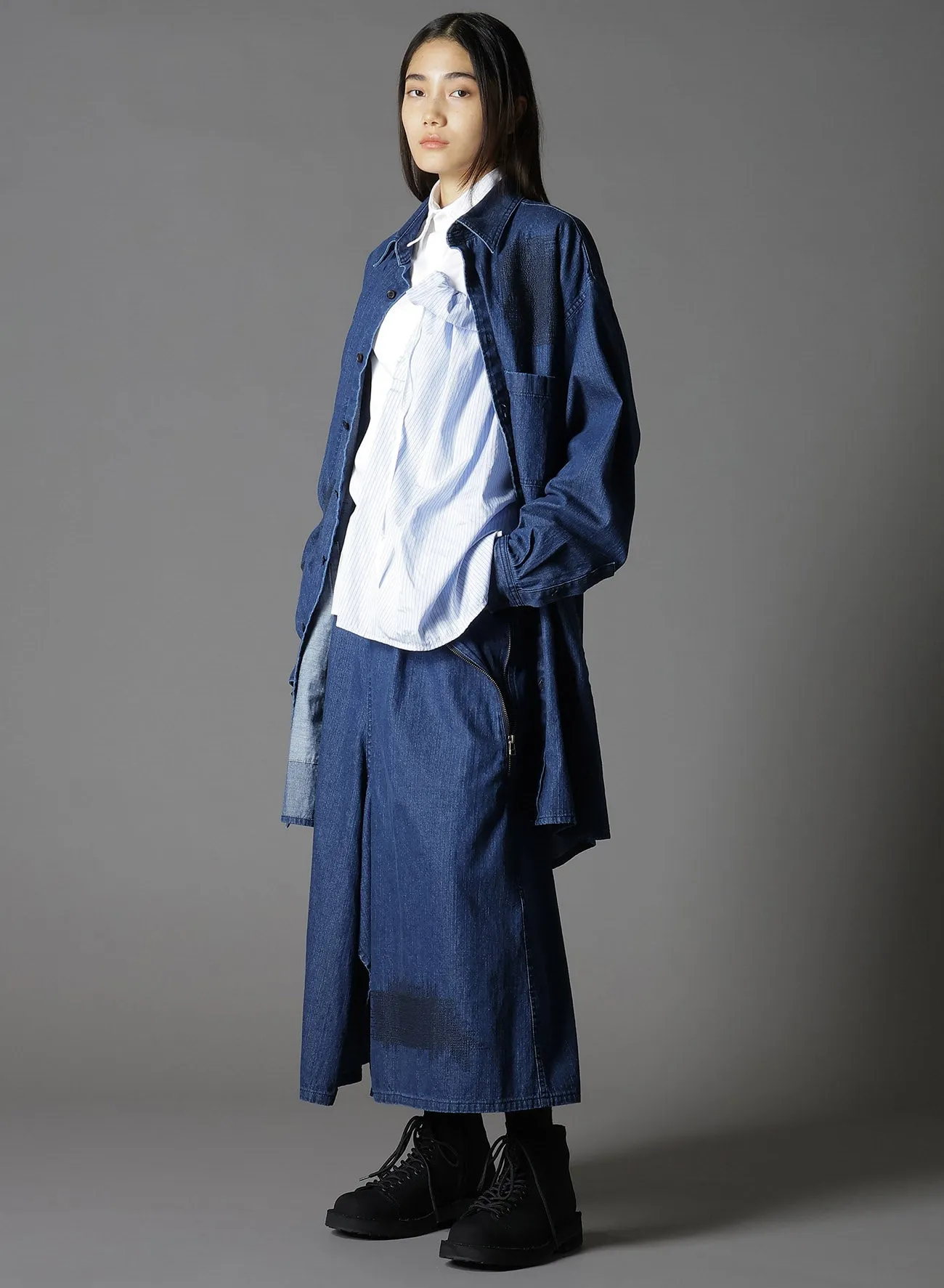 8OZ DENIM   DUNGAREE LONG SHIRT