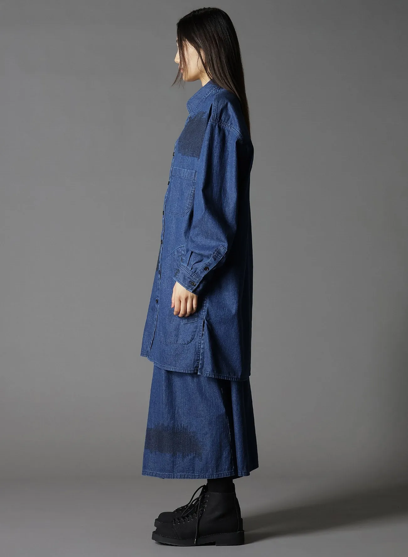 8OZ DENIM   DUNGAREE LONG SHIRT