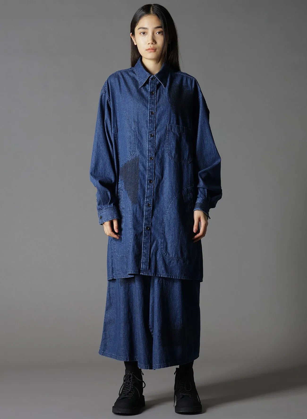 8OZ DENIM   DUNGAREE LONG SHIRT