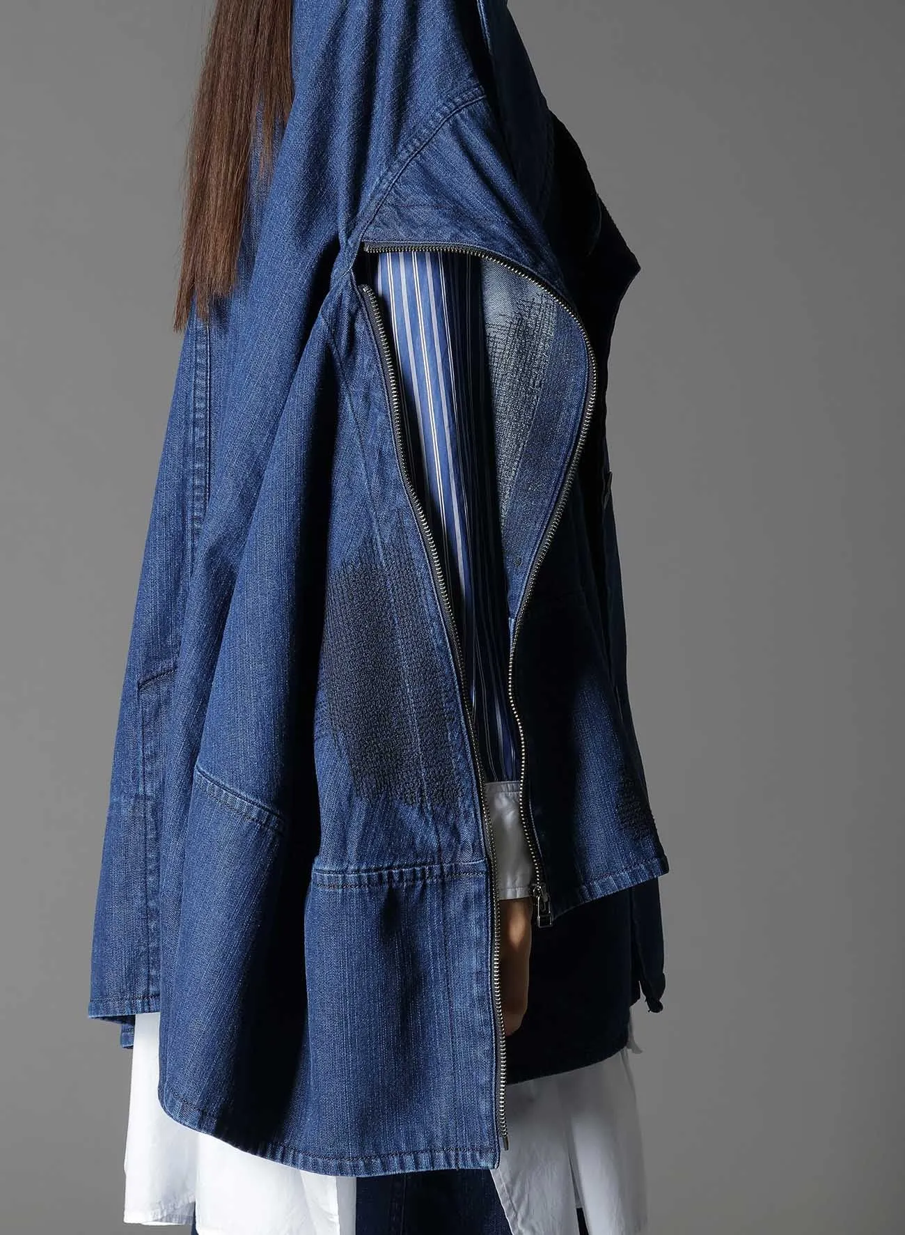 8OZ DENIM   DUNGAREE SHORT LENGTH BIG SLEEVE DOUBLE COAT