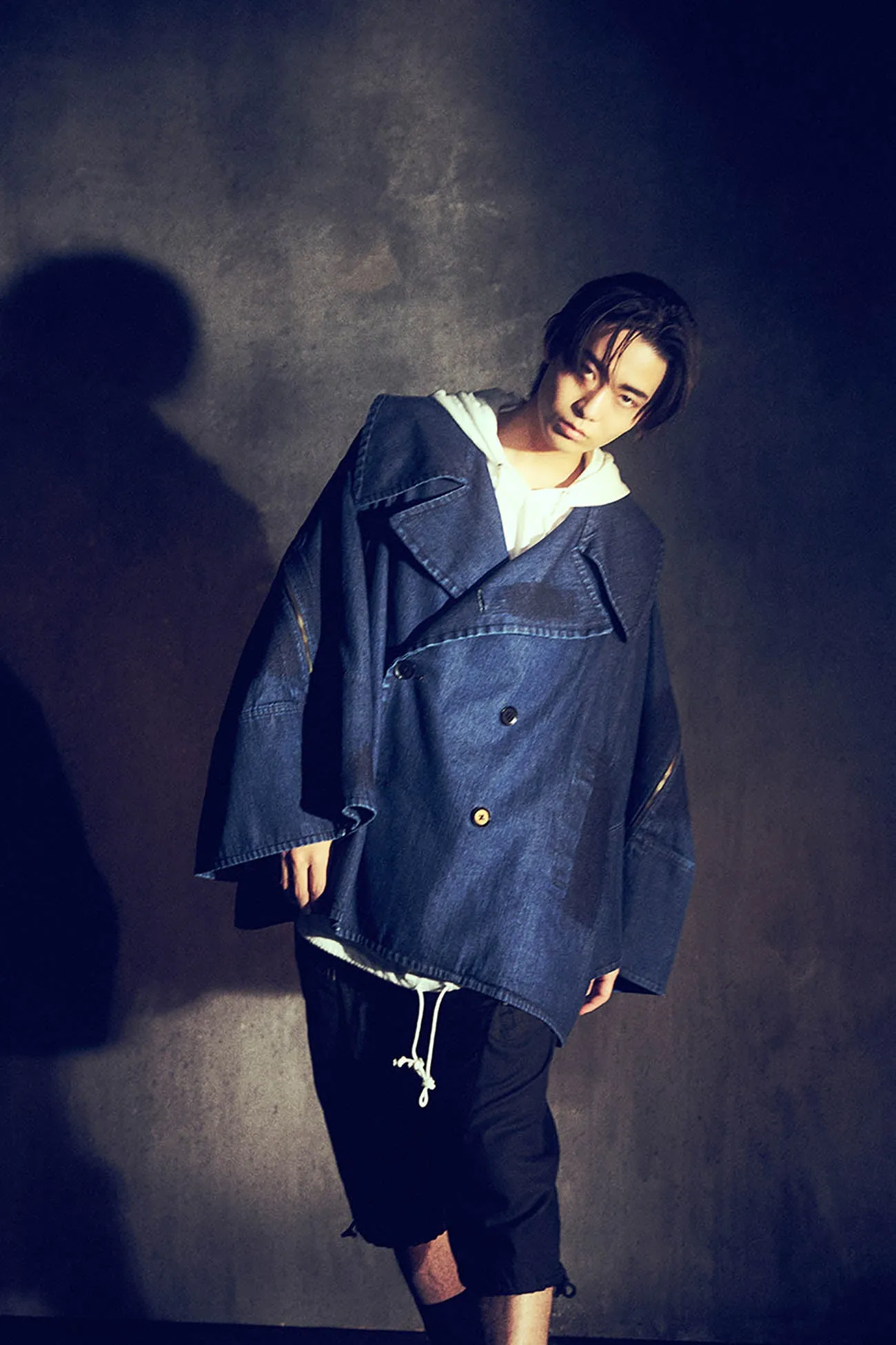 8OZ DENIM   DUNGAREE SHORT LENGTH BIG SLEEVE DOUBLE COAT