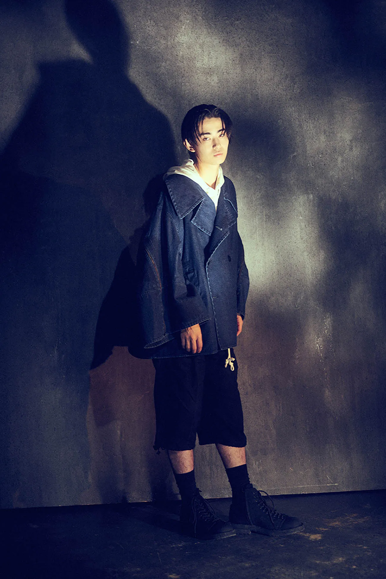 8OZ DENIM   DUNGAREE SHORT LENGTH BIG SLEEVE DOUBLE COAT