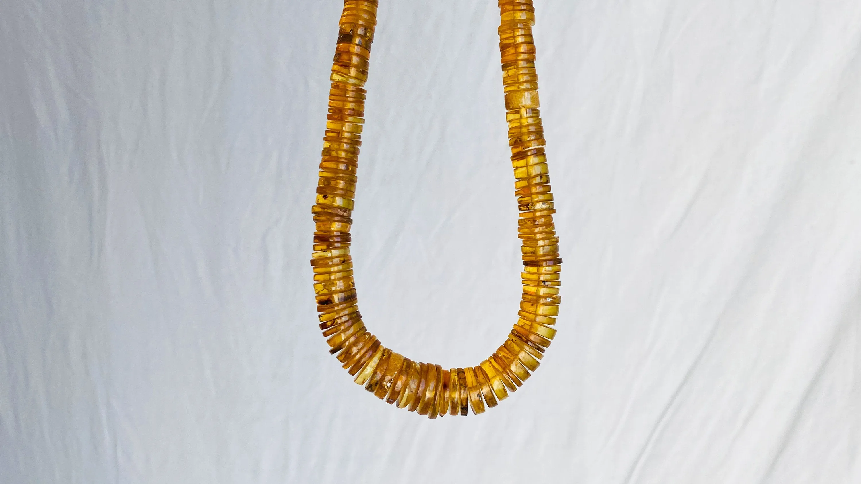 Amber Heishi Beaded Necklace. Pucca. Chiapas Amber. Hand-Shaped