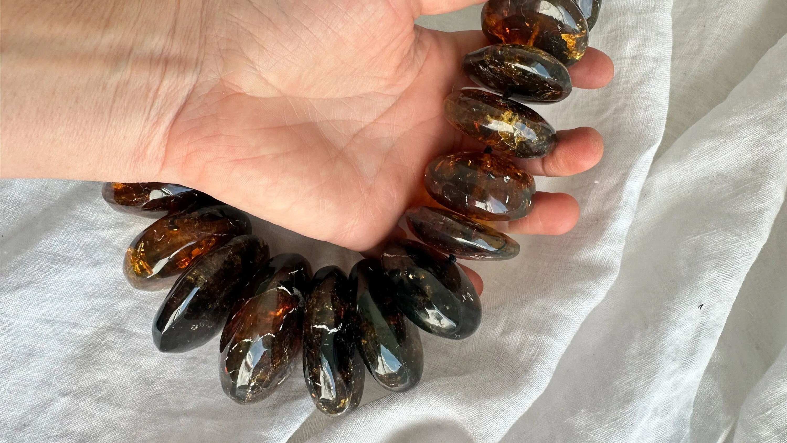 Huge Amber Necklace. Rondelles. Dramatic and Gorgeous! IN COMPLIANCE with Etsy Regulations.