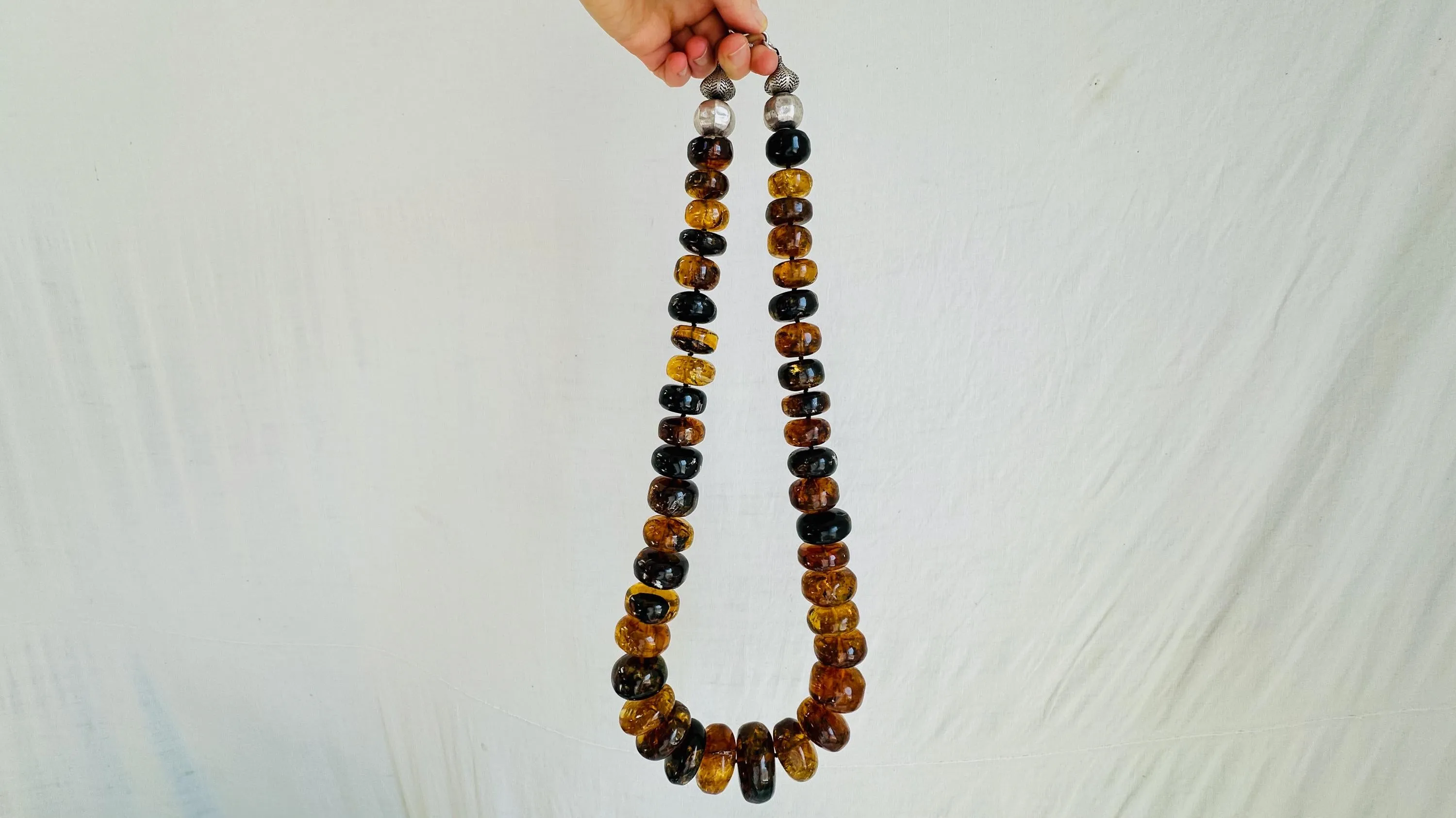Large Amber Necklace. Rondelles. Dramatic and Gorgeous! IN COMPLIANCE with Etsy Regulations.