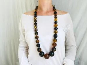 Long Graduated Amber Baroque Necklace. Graduated Sphere. Mexican Amber.