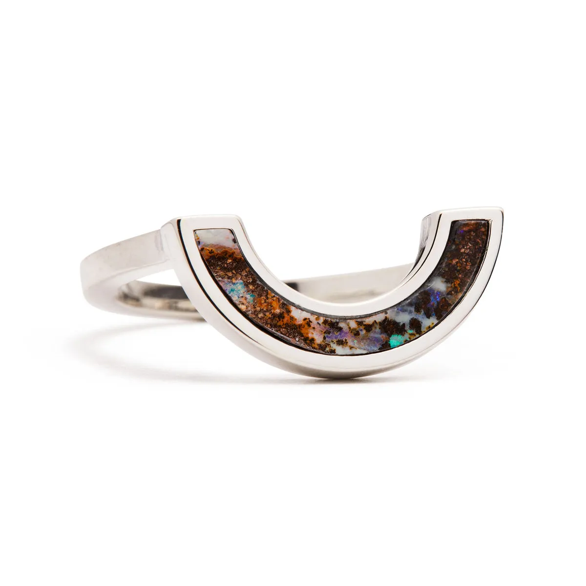 Rainbow Ring - Matrix Boulder Opal, Sterling Silver