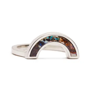 Rainbow Ring - Matrix Boulder Opal, Sterling Silver