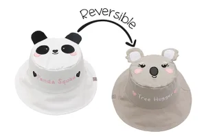 Reversible Baby & Kids Sun Hat - Panda & Koala